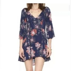 Free People Floral Navy Combo Mini Dress NWT Size 2